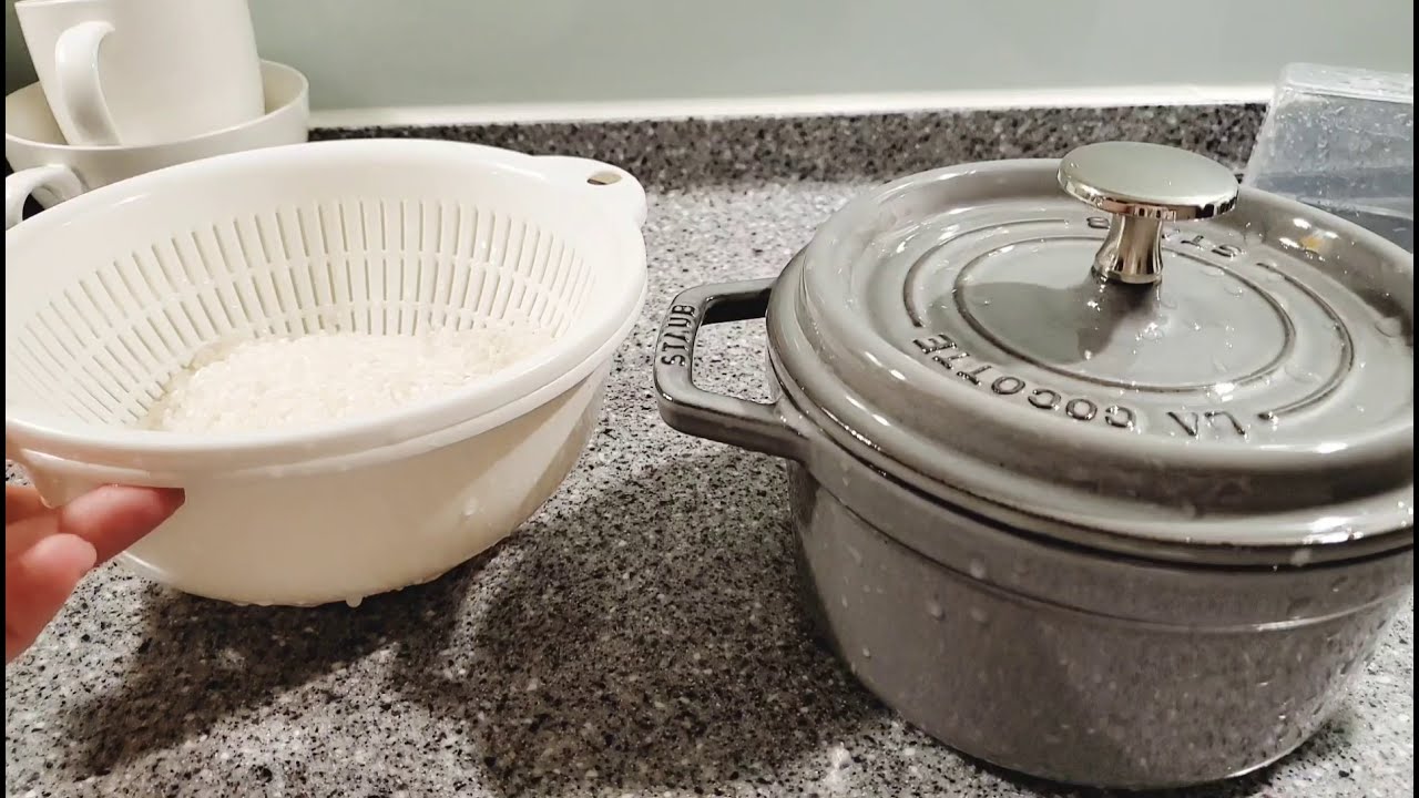 │迷你小廚房vlog│ STAUB 鑄鐵鍋 煮白米飯 16CM 石墨灰 》Cast iron pot cook rice