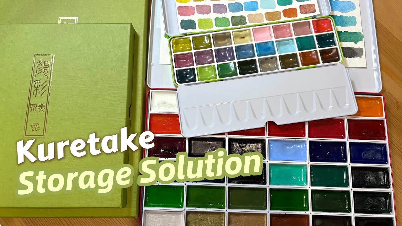 Kuretake Gansai Tambi Storage Solution and Swatching | Moving to Watercolour Tin Box