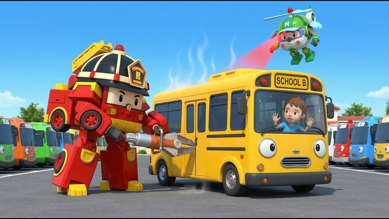 Traed in the Heat! School Bus Safety Rescue 🚌🔥 ｜ Robocar Poli ｜ Kids Cartoons & Summer Safetypp