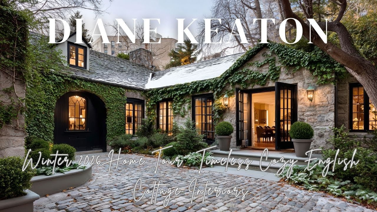 Diane Keaton Winter 2026 Home Tour  Timeless Cozy English Cottage Interiors