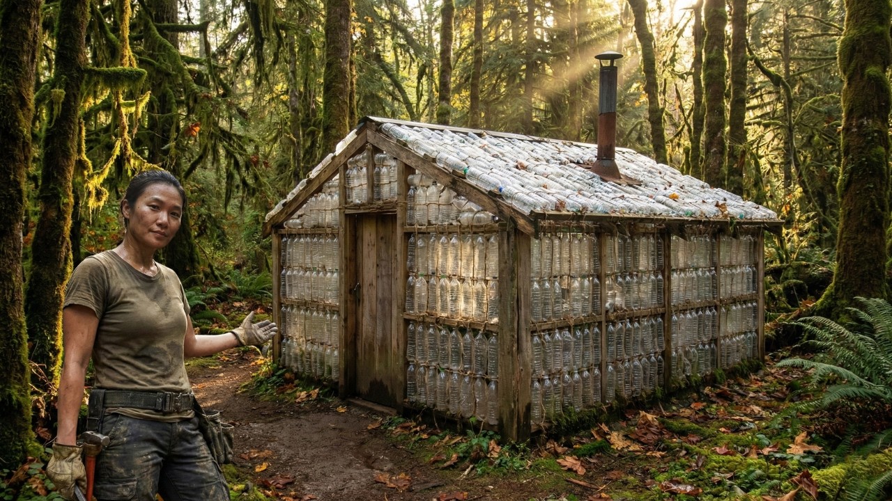 Woman builds house from recycled bottles and transforms it into a luxury home