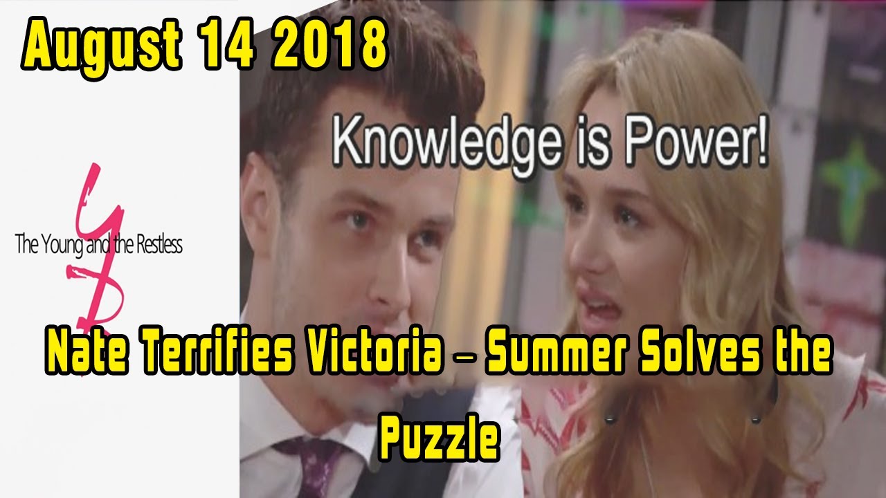 Y&R Spoilers: August 14 2018 Nate will make Victoria nervous