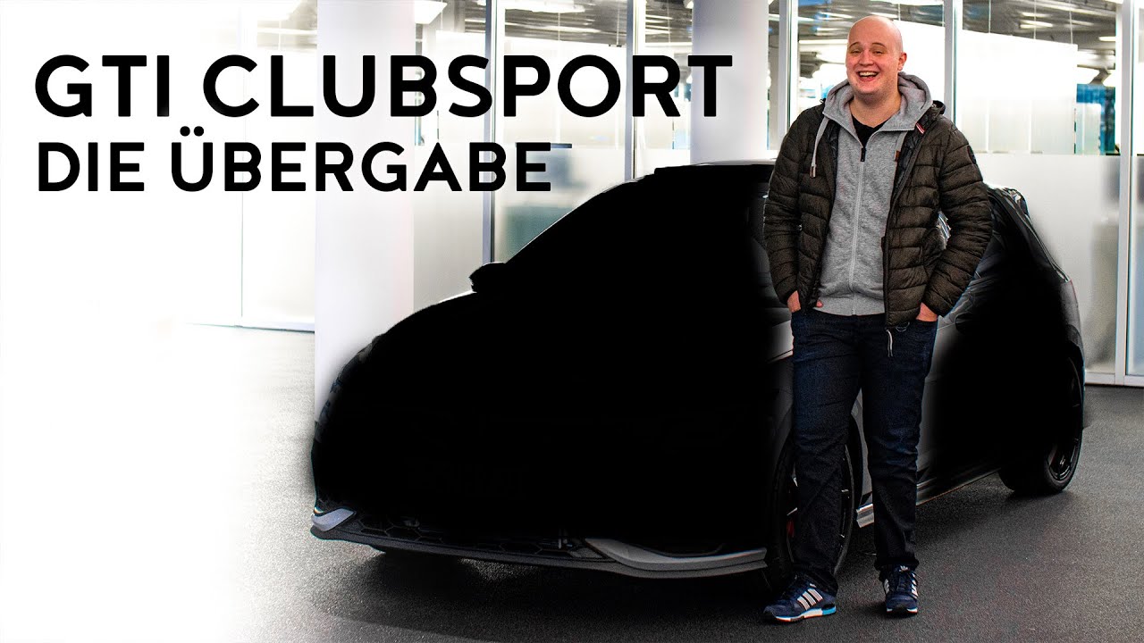 Übergabe des Golf 8 GTI Clubsport an Gewinner Lennart in der Autowelt I Viamontis Premium Autopflege