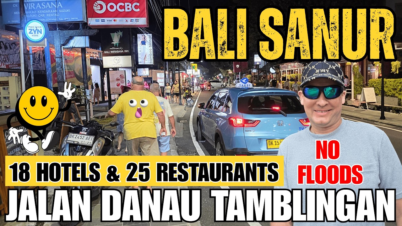 Sanur Bali Indonesia Night Street Walking Tour Vlog 2026 18 Hotel & 25 Restaurants