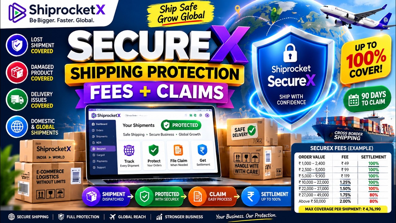 Global Shipping Demystified Shiprocket SecureX Explained: Shipping Protection, Fees & T&Cs! 🛡️