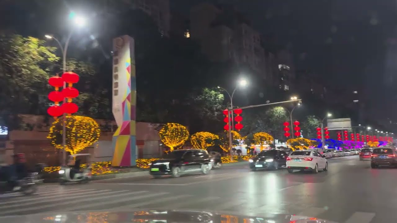 4K Chongqing Night Drive | From Festive City Lights to Dark Mountain Roads (4 Dao Guai)｜万盛 → 黑山镇四道拐