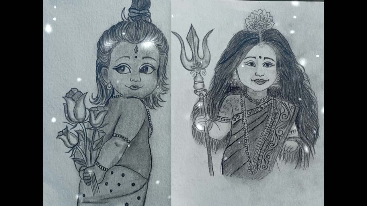 Mahadev and Parbati drawing🥰 for Rose day ❤😍#Artist Sulekha
