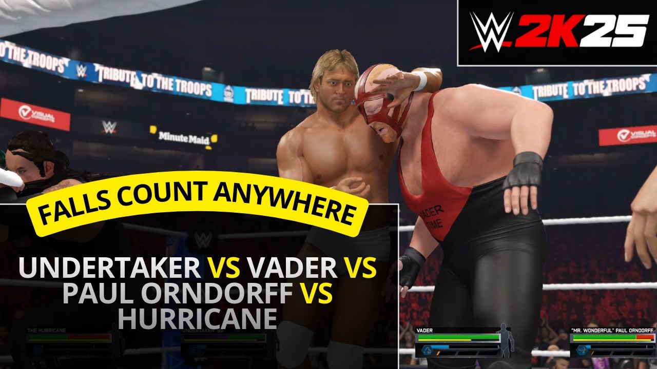 WWE 2K25 – Undertaker vs Vader vs Paul Orndorff vs The Hurricane (Falls Count Anywhere Elimination)