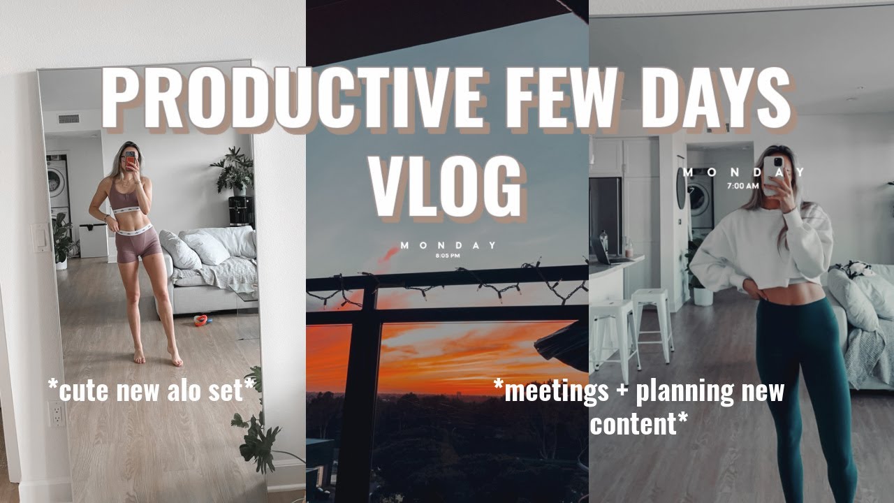 FEW DAYS VLOG: amazon workout haul, meetings, planning summer content + new alo loungewear set