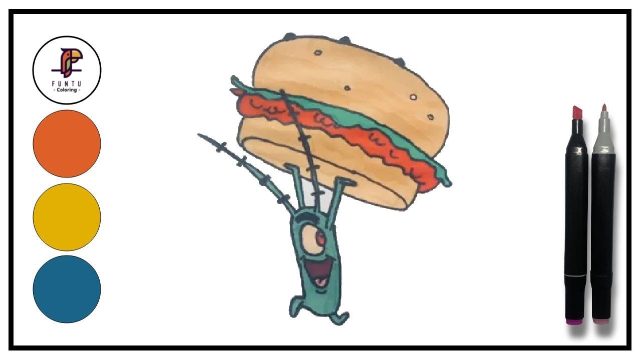 Plankton and Krabby Patty Spongebob Coloring for Kids | Learn Colors for Toddler | Funtu Coloring #1