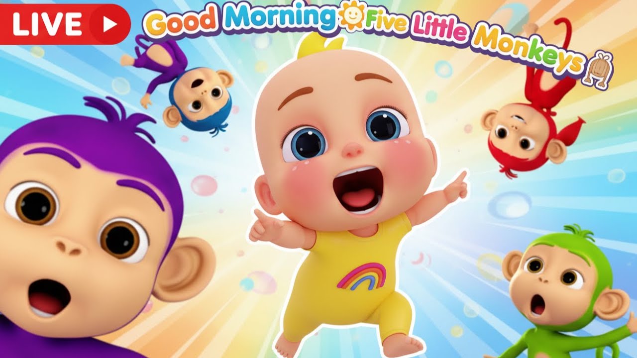 LIVE 🔴 Good Morning 🌞 Five Little Monkeys 🐒 | Baby Songs | Nursery Rhymes