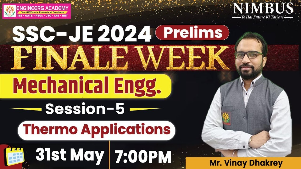 Complete Thermo Application Marathon For SSC JE 2024 Prelims Mechanical Engineering Aspirants 