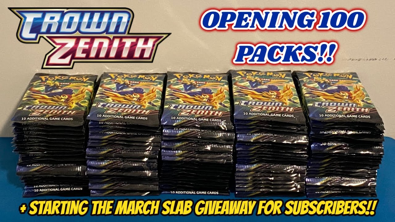 I opened 100 PACKS OF CROWN ZENITH to try to COMPLETE THE SET!! + GIVEAWAY!! (pokemon card opening)