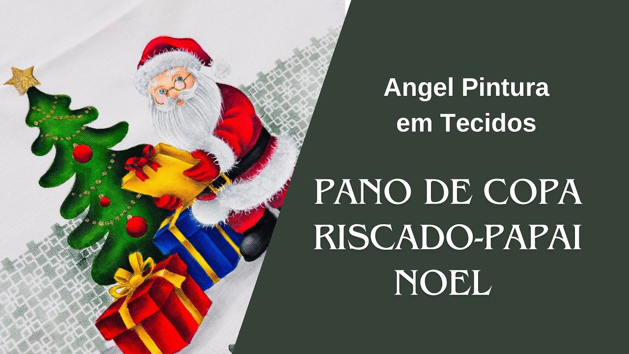 Como pintar papai noel - coleção pano de copa riscados de Natal Estilotex 