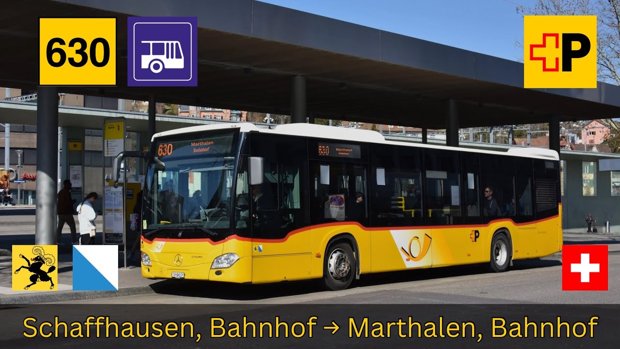 🇨🇭Cab Ride Postauto Buslinie 630 | Schaffhausen → Marthalen [4K]