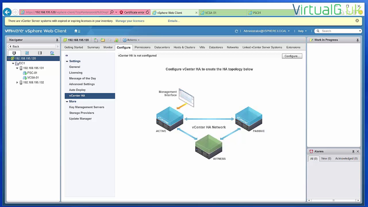 VMware vSphere VCSA 6.5 High Availability (vCenter High Availability)