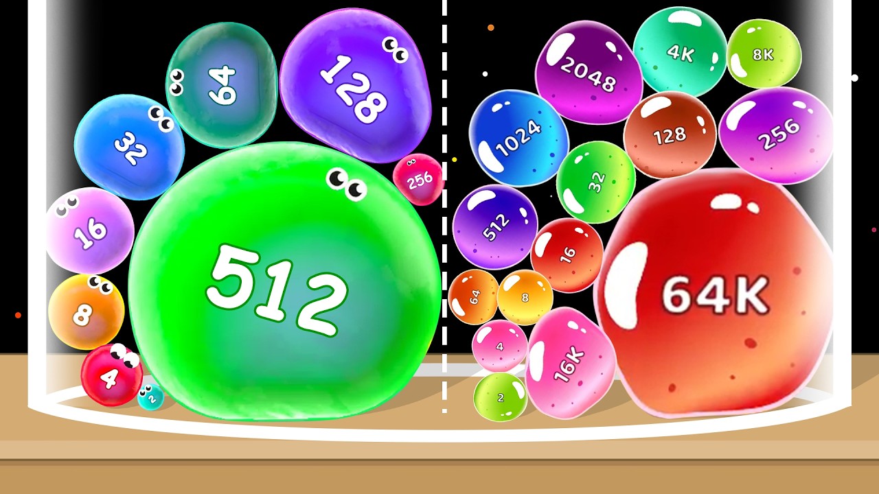 Blop Drop \vs Jelly Ball 2048 - Blob Merge 3D (Suika Game) ASMR Gameplay, Crazy Merge Ball, DropGame