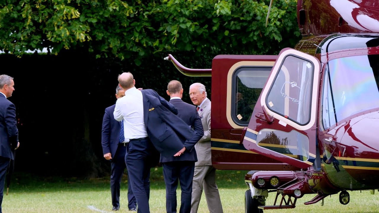 King Charles & Queen Camilla arrive in Edinburgh by Helicopter for Royal Week
