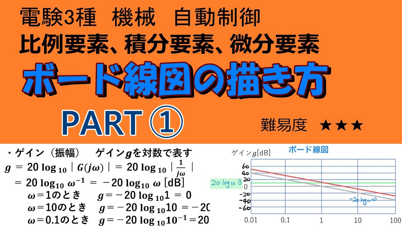 電験3種　機械　自動制御　ボード線図の描き方PART①