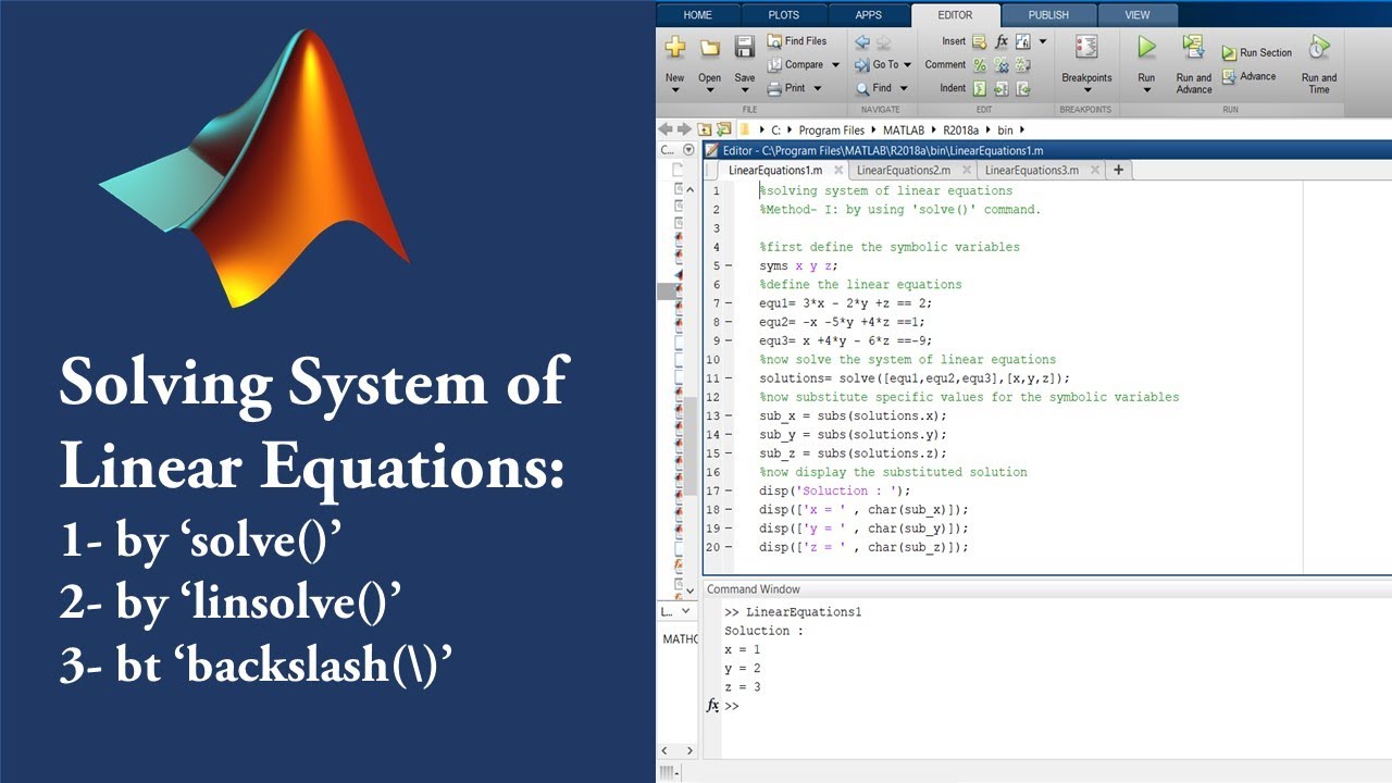 Solve System of Linear Equations in MATLAB | Using 3 Methods