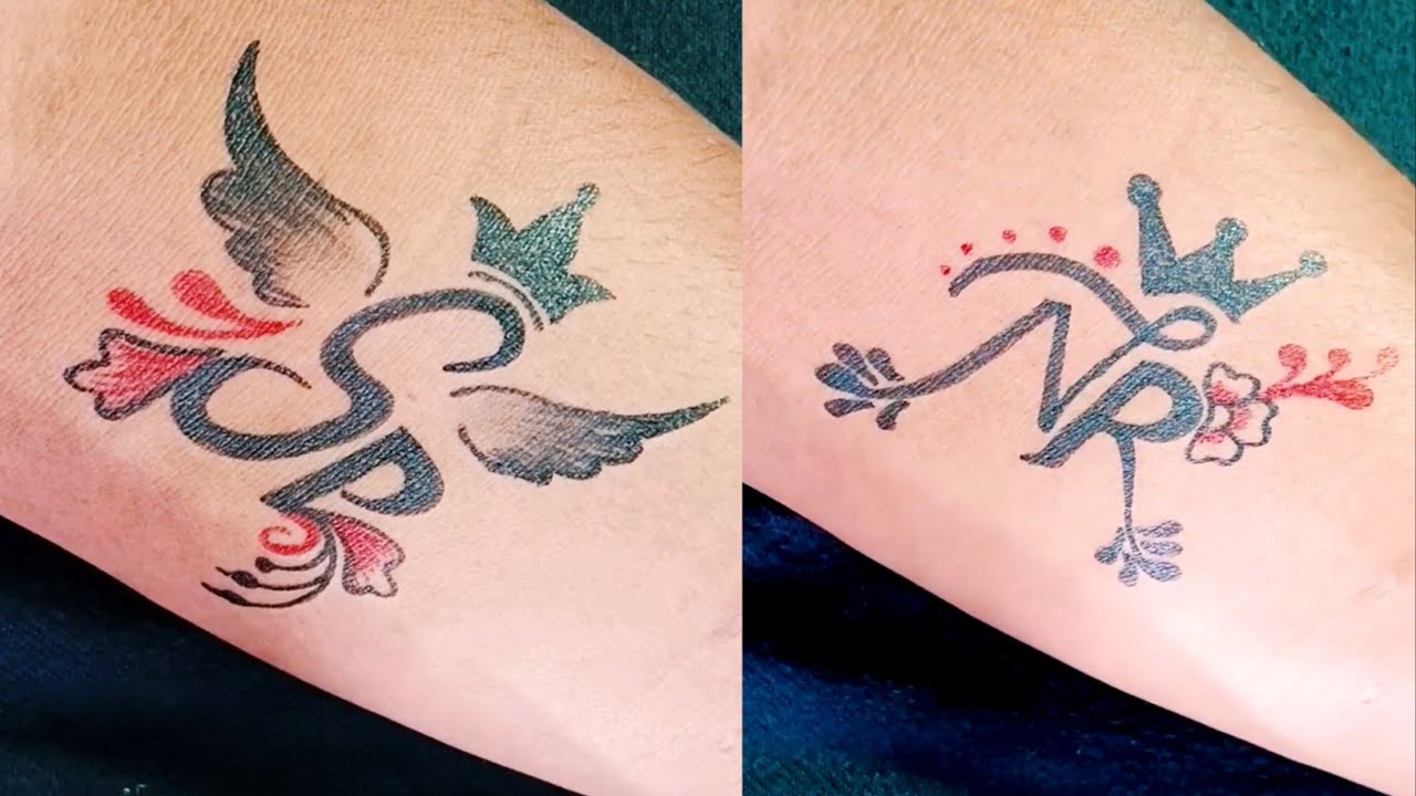 beautiful N❣️R Couple letter tattoo design with pen || S❣️P alphabet letter tattoo design