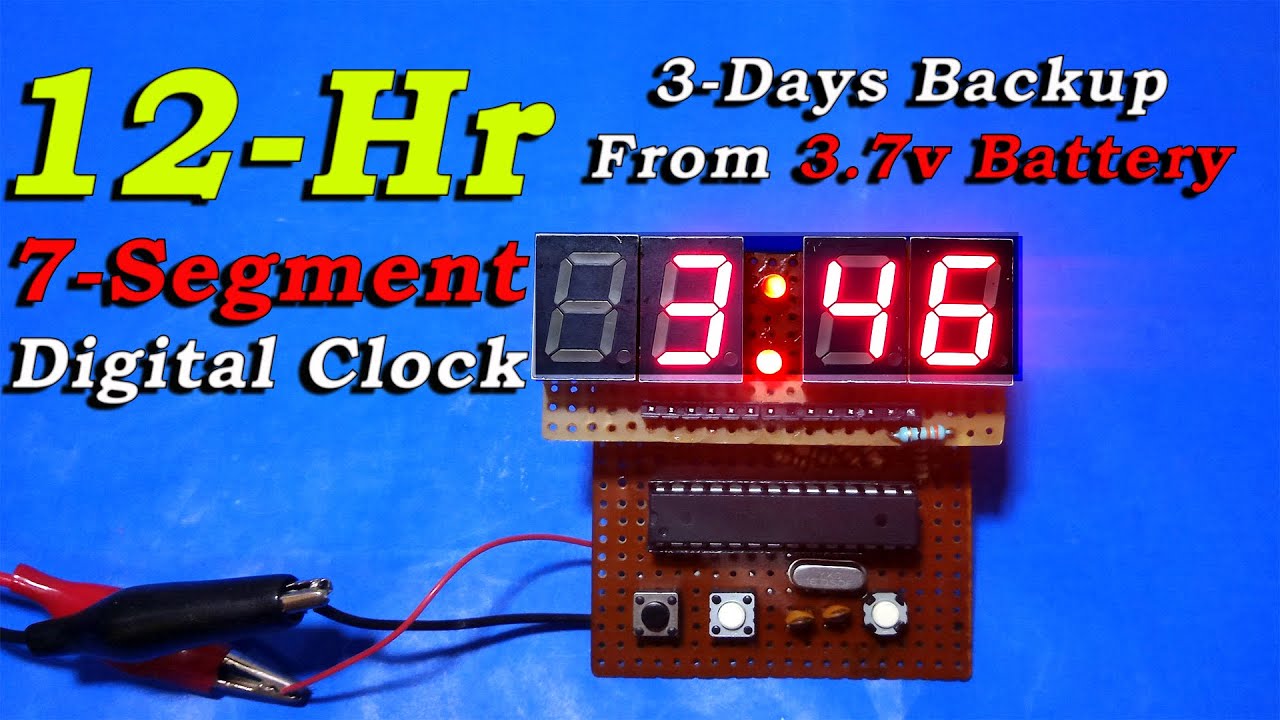12Hr Digital Clock Using 7-Segment Display | How to Make Arduino Digital Clock Without RTC Atmega8
