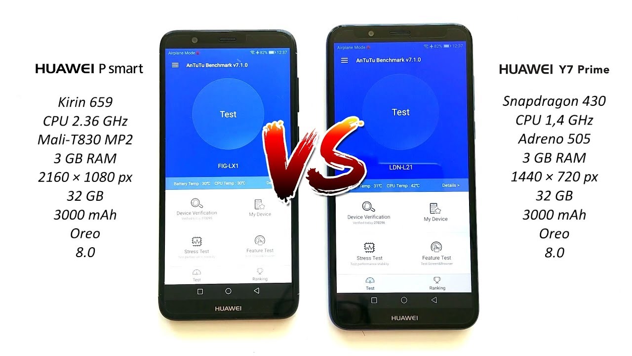 Huawei P Smart vs Huawei Y7 Prime 2018 - AnTuTu Benchmark