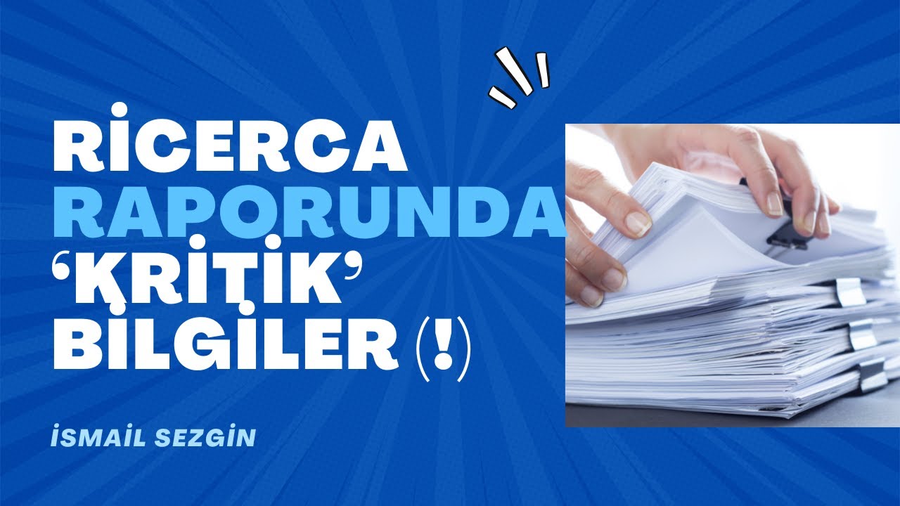 RİCERCA Raporunda ne bilgiler var?