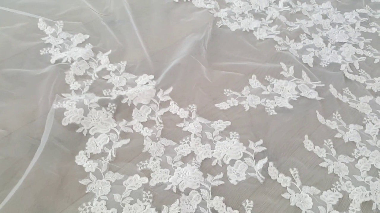 dramatic mantilla veil with crystals - UnderHerVeil