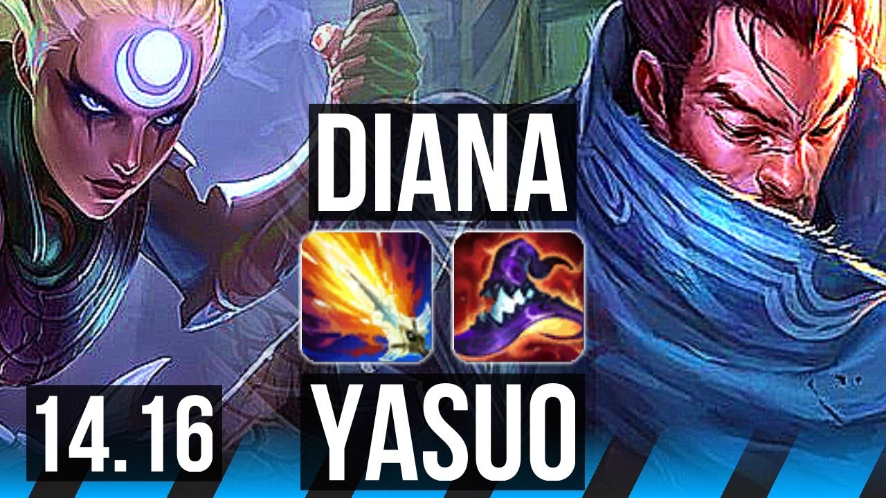 DIANA vs YASUO (MID) | 7 solo kills, 800+ games, Godlike, 15/4/6 | EUW Master | 14.16