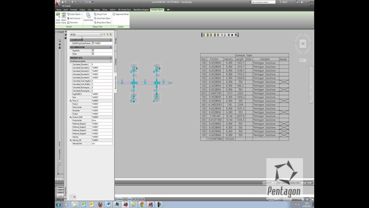 Duct Sizing in AutoCAD MEP 2012 and Custom Schedules from scratch.wmv