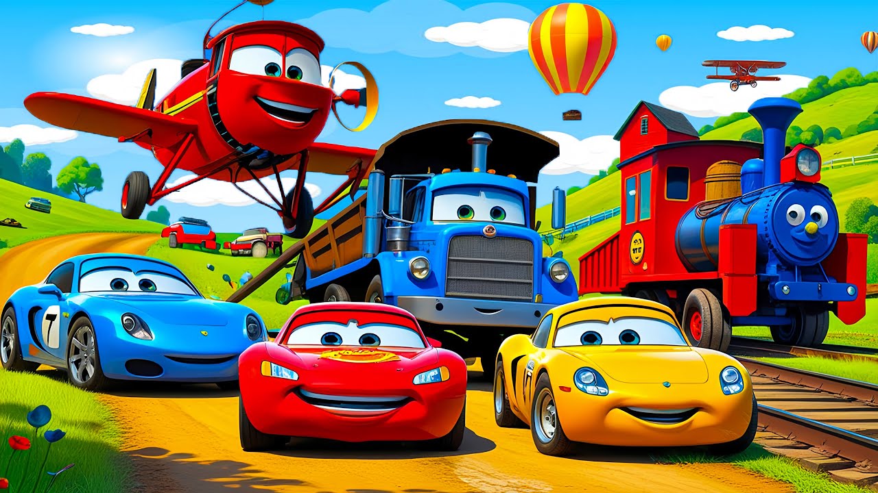 Choose The Right Door With Tires Mcqueen, JCB, Tractor, Car, School Bus, Truck 3D Vehicle Game