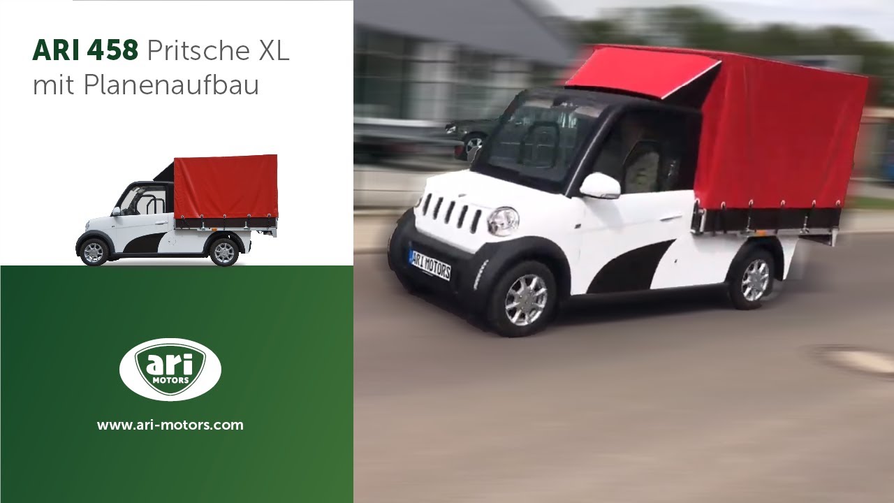 Elektrotransporter ARI 458 Pritsche mit Planenaufbau - 78 km/h - 450 kg Nutzlast - 3 m&sup3; Ladevolumen
