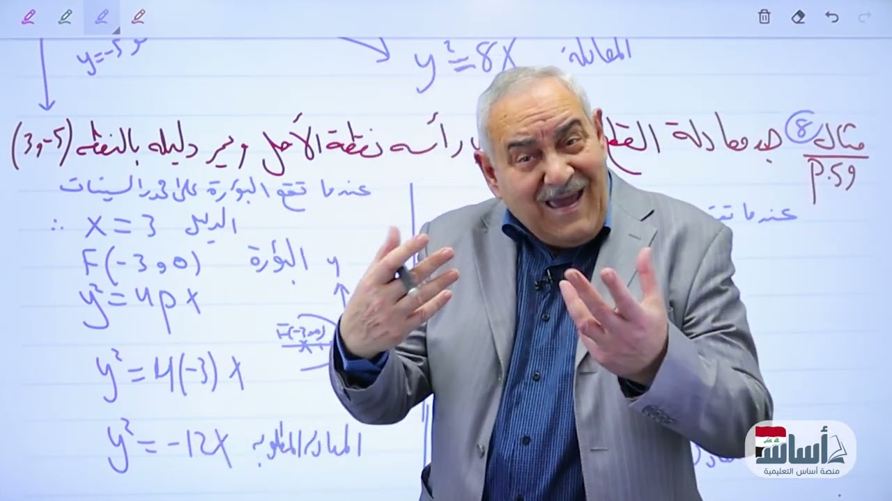 تكملة حل أمثلة القطع المكافئ5و6و7و8و9و10صفحة58/الفصل الثاني/القطوع المخروطية/رياضيات السادس العلمي