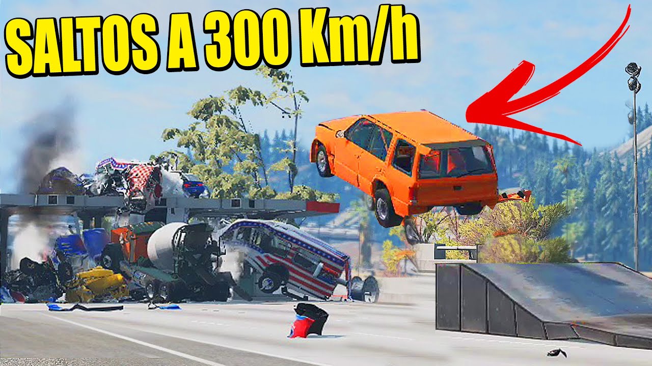 SALTOS ÉPICOS Y CHOQUES MASIVOS EN LA AUTOPISTA - BEAMNG.DRIVE | Gameplay Español