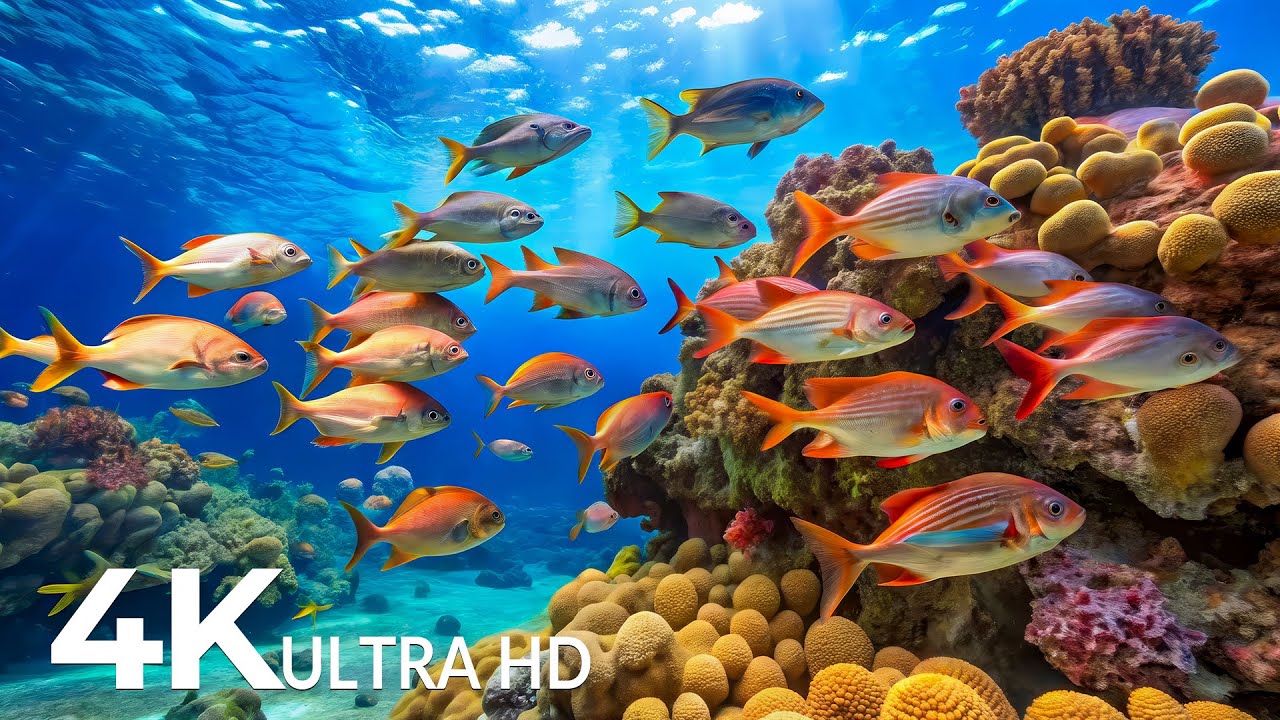 AQUARIUM 4K (ULTRA HD) - Beautiful Fish Swimming & Colorful Sea Life Video 🐠 Deep Sleep Music #15