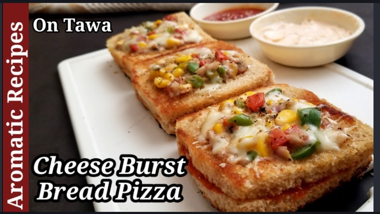 Cheese Burst Bread Pizza On Tawa | Tawa par banaye instant cheese burst pizza | Cheese Burst Pizza