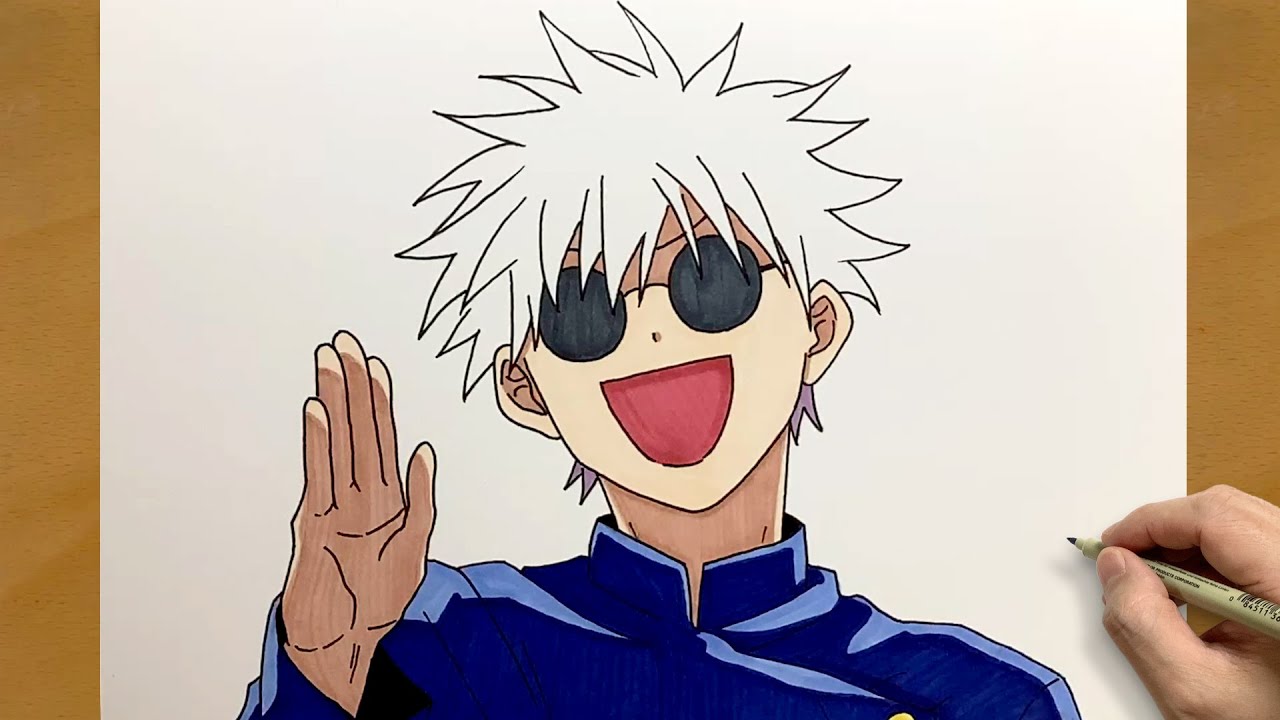 How to draw Gojo Satoru || Jujutsu Kaisen anime drawing || Easy colored anime art