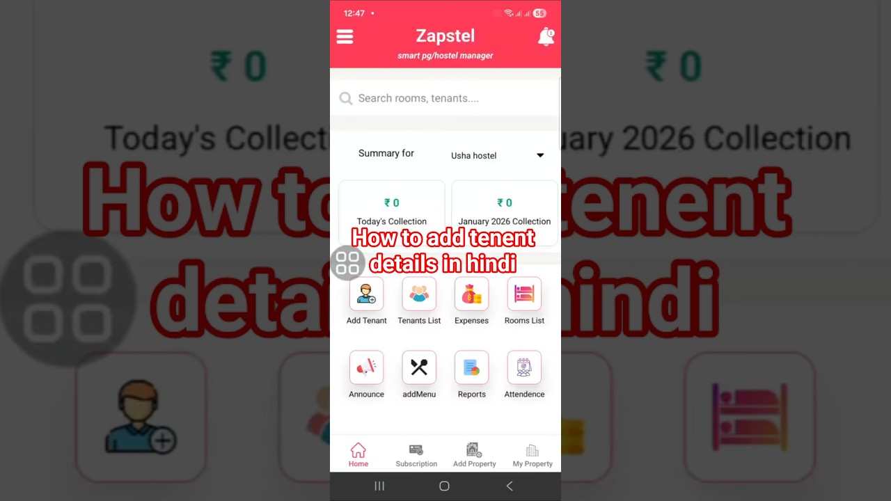 How to Add Tenants in Zapstel App | Best Hostel & PG Management App for Owners