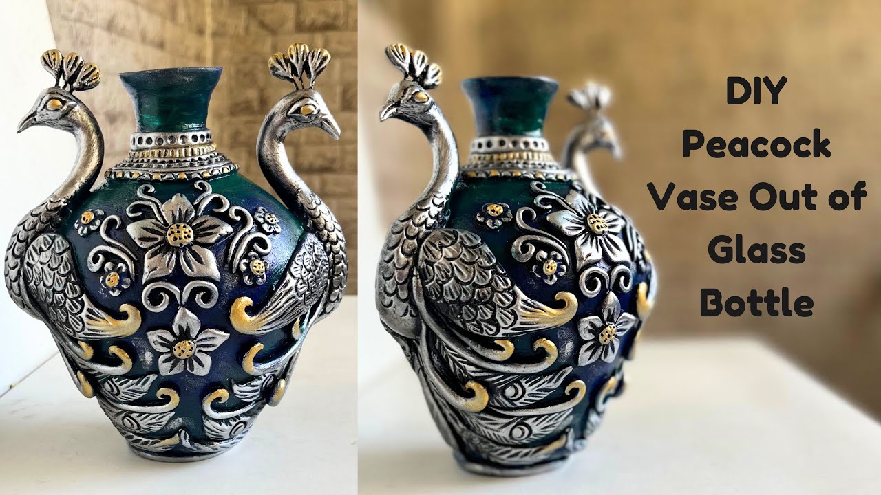 DIY Peacock-Shaped Vase | Antique Home Decor | Recycle Glass Bottle into Stunning Art