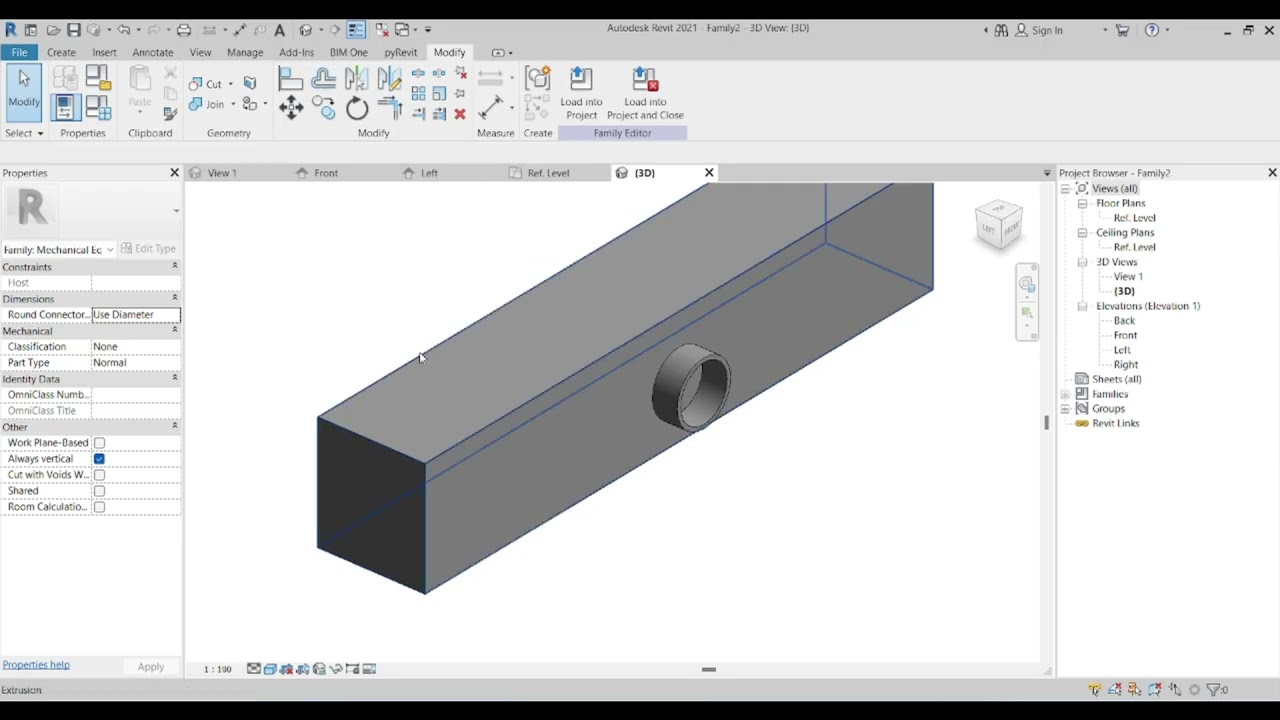 Simple way to create parametric plenum box family in Revit