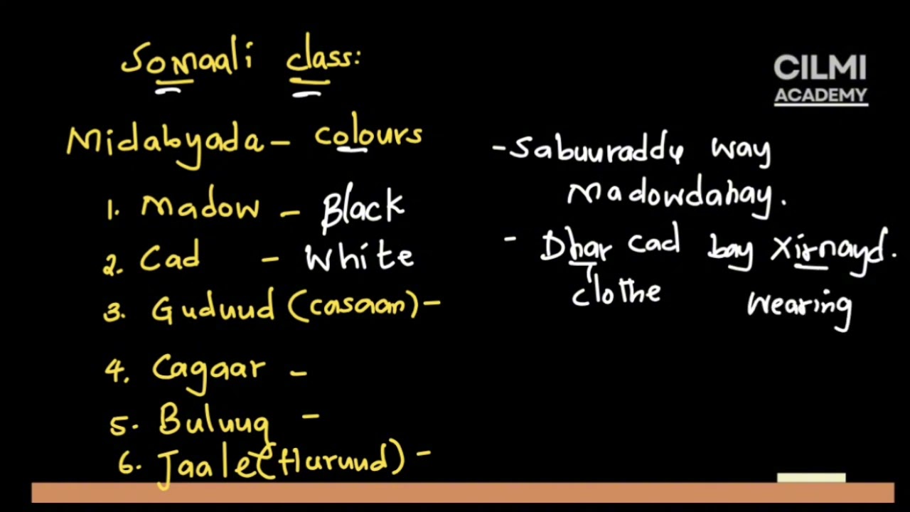 Learn Somaali language | Colours | Cilmi Academy 
