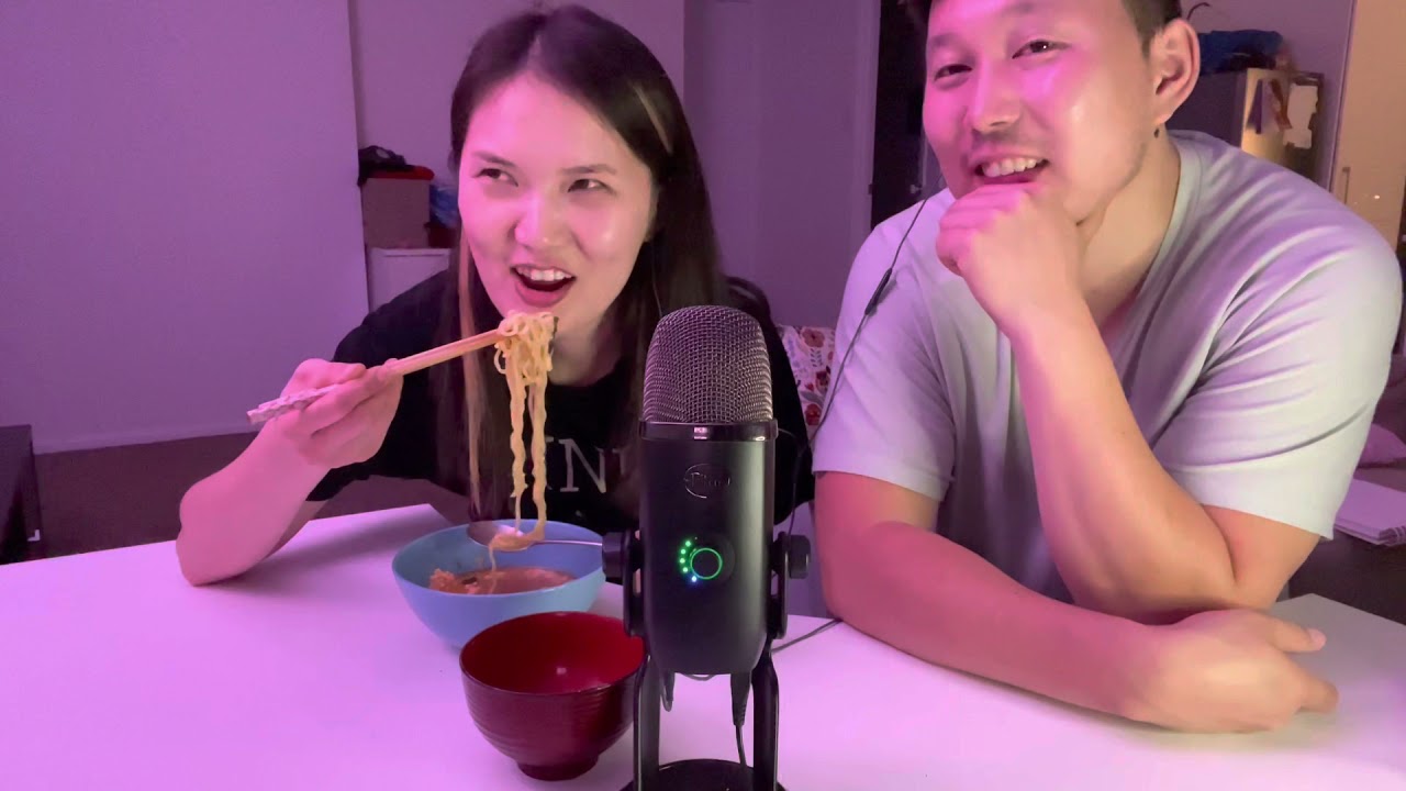 ASMR eating ramen with husband