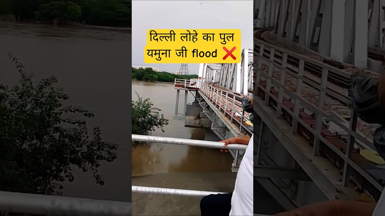 yamuna flood lohe ka pul❌😱#youtubeshorts #shortsfeed #trending #yamunaflood #gangaflood#shots#viral