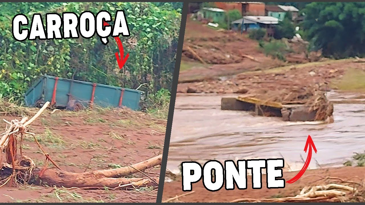 Enchente em Arroio do Tigre 2024, Pontes e Até a Carroça foi levada pela Água!!!