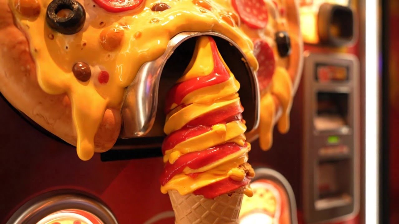 Satisfying AI ASMR Magical Ice Cream Machine –Surreal Soft Serve Made from Pizza, Fries... (Part 69)