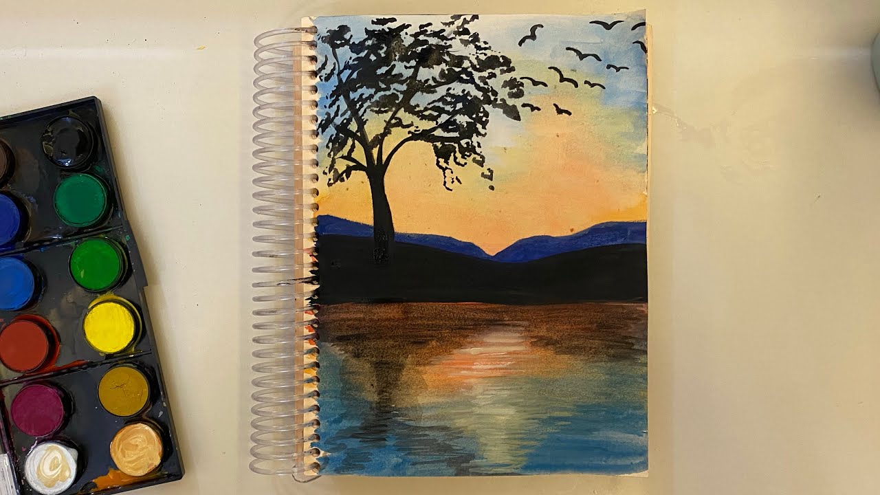 Suluboya ile yine bir günbatımı 🌤 (kolay anlatım) - evde sanat var❤️
