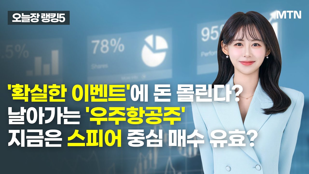 [오늘장 랭킹5] '확실한 이벤트'에 돈 몰린다? 날아가는 '우주항공주' 지금은 스피어 중심 매수 유효?