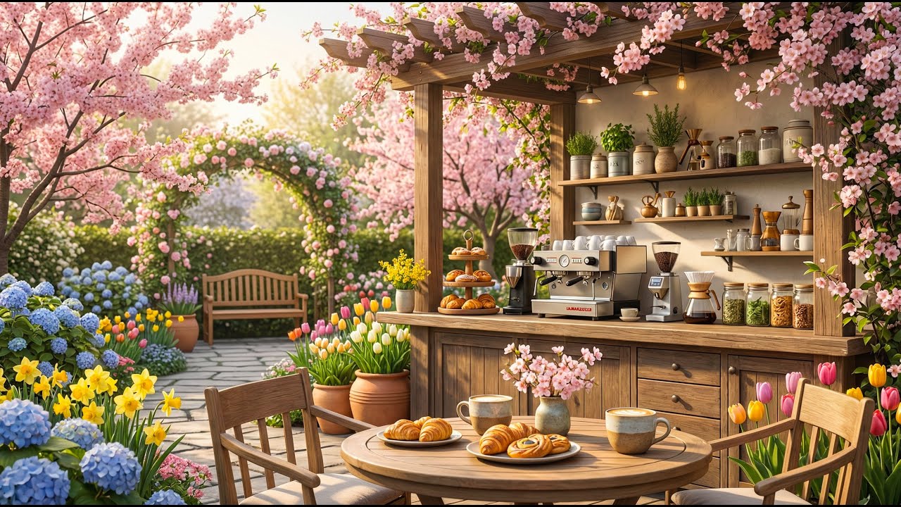 Italy Cafe Shop Ambience ☕ Outdoor Cafe Vibes & Smooth Piano Jazz for Study, Relax, Work
