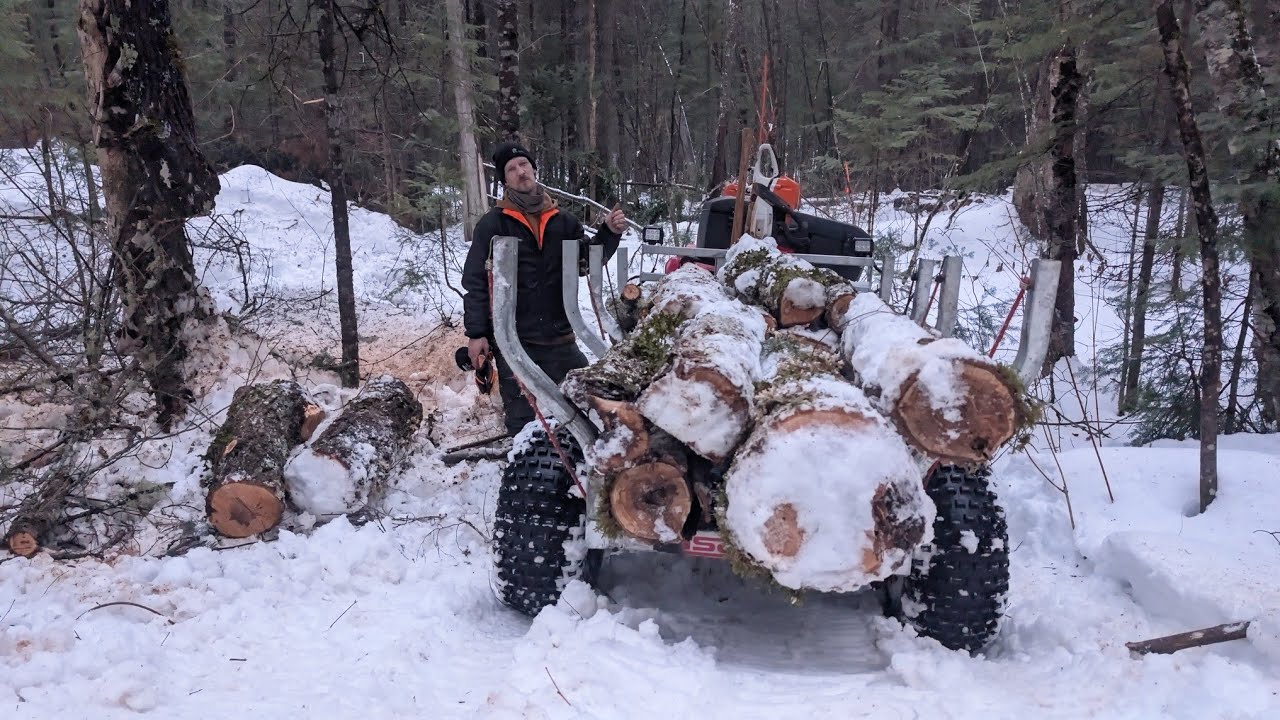 Part 2; loading firewood by hand and transporting it by four-wheel Honda foreman 520